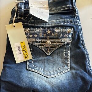 Miss Me Women's Dark Blue Boot Cut Jeans with Star Details